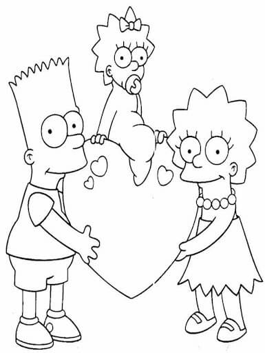Desenhos de Bart, Lisa e Maggie Simpson para colorir