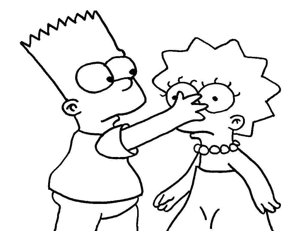 Desenhos de Bart Simpson e Lisa Simpson para colorir