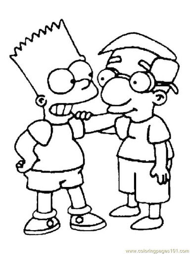 Desenhos de Bart Simpson e Milhouse Van Houten para colorir