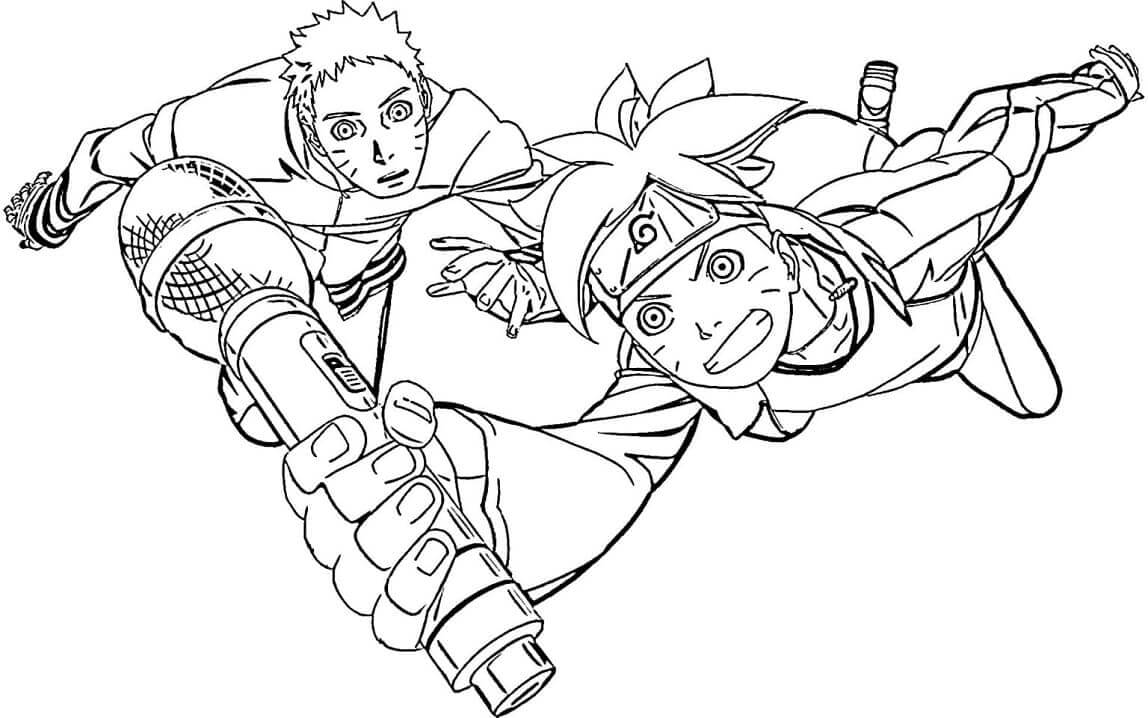 Boruto e Naruto para colorir