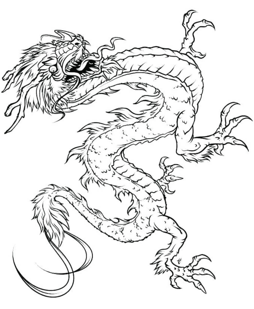 Desenhos de Dragão Chinês Voando para colorir