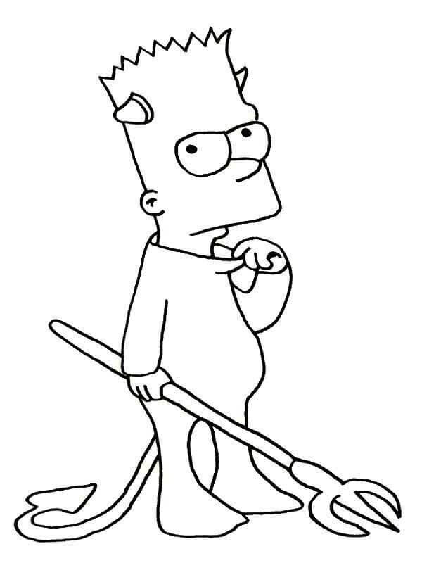 Demônio Bart Simpson para colorir