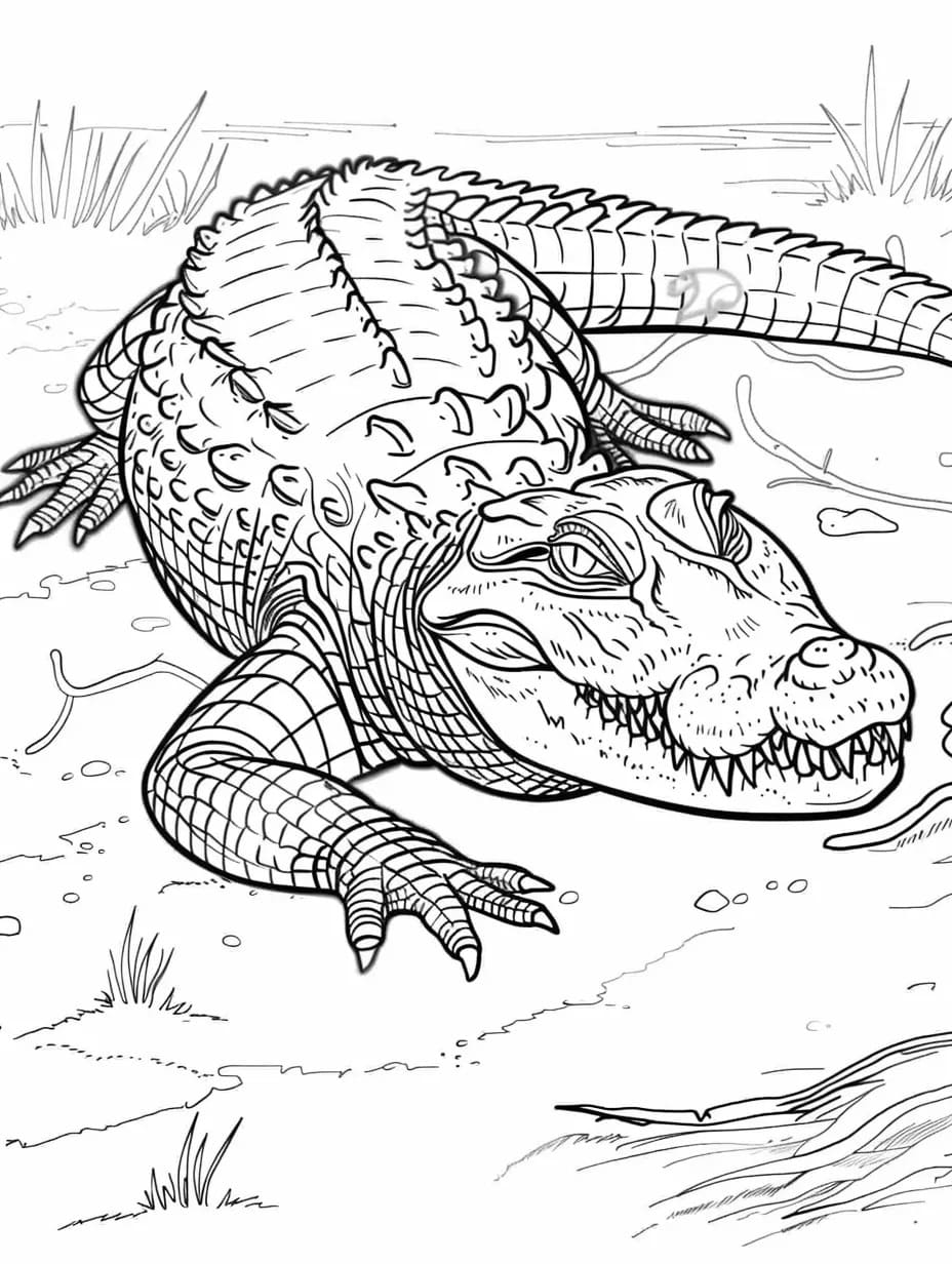 Desenhos de Desenhar Crocodilo fácil grátis para colorir