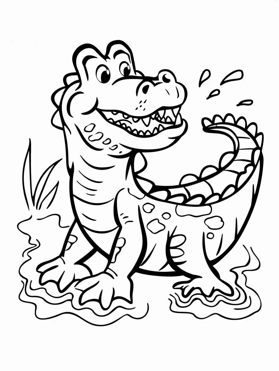 Desenhos de Desenhar Crocodilo feliz grátis para colorir