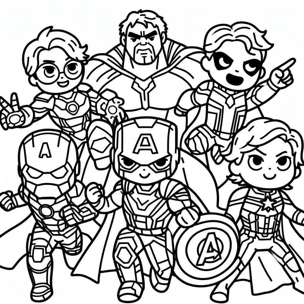 Desenhos de Desenhe Vingadores fofos para colorir