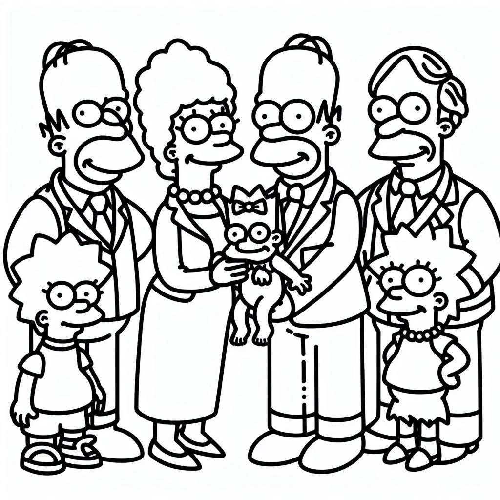 Desenhos de Desenhe a família Simpsons facilmente para colorir