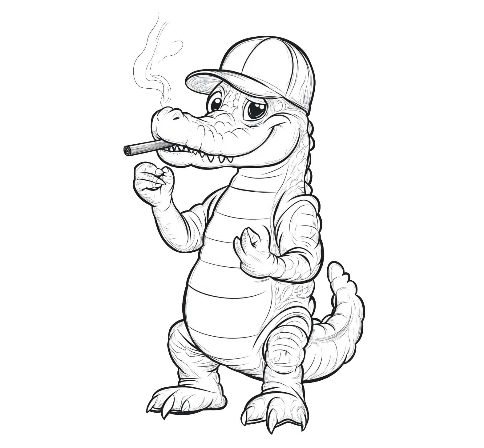 Desenhos de Desenhe crocodilo fumando para colorir