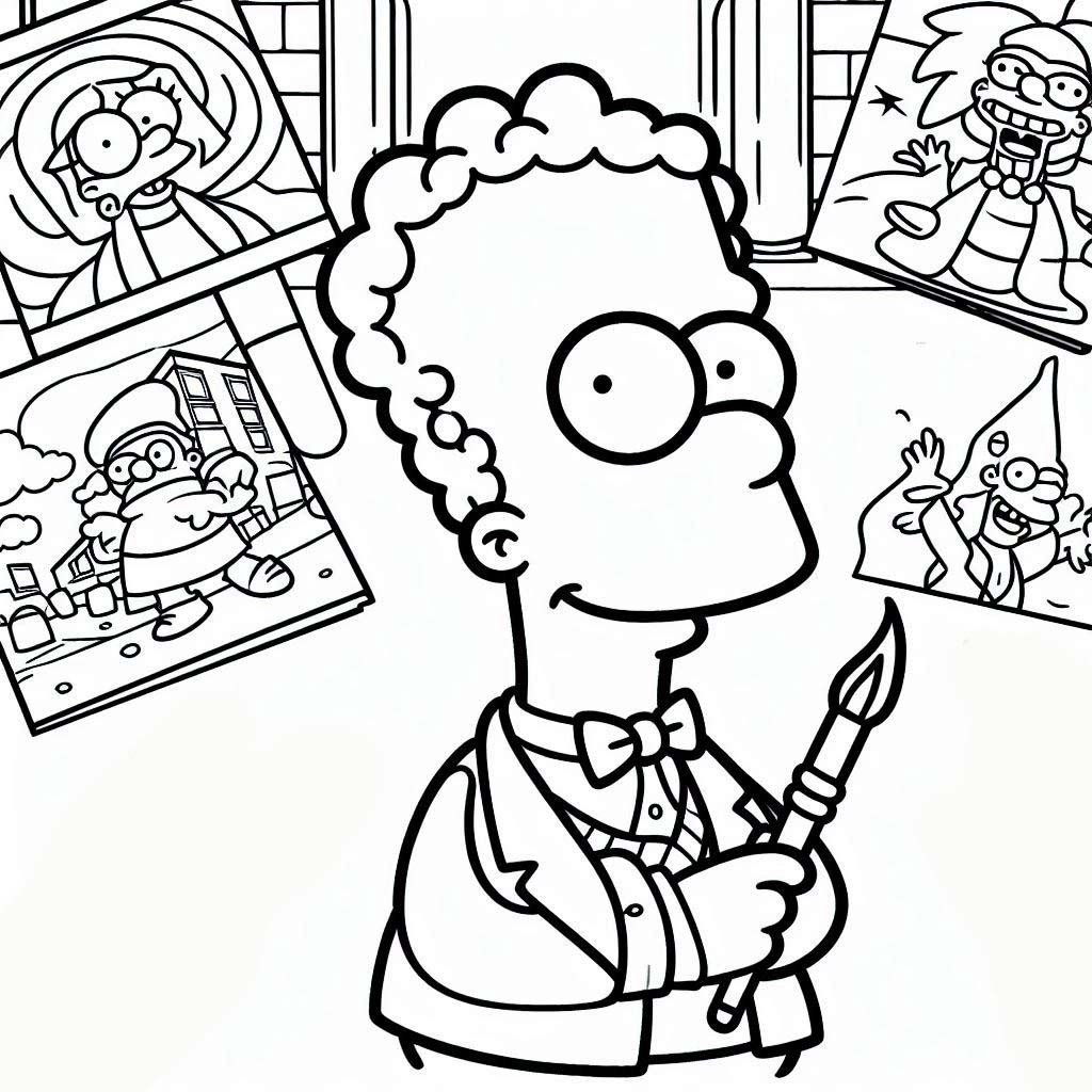 Desenhos de Desenhe o artista dos Simpsons para colorir