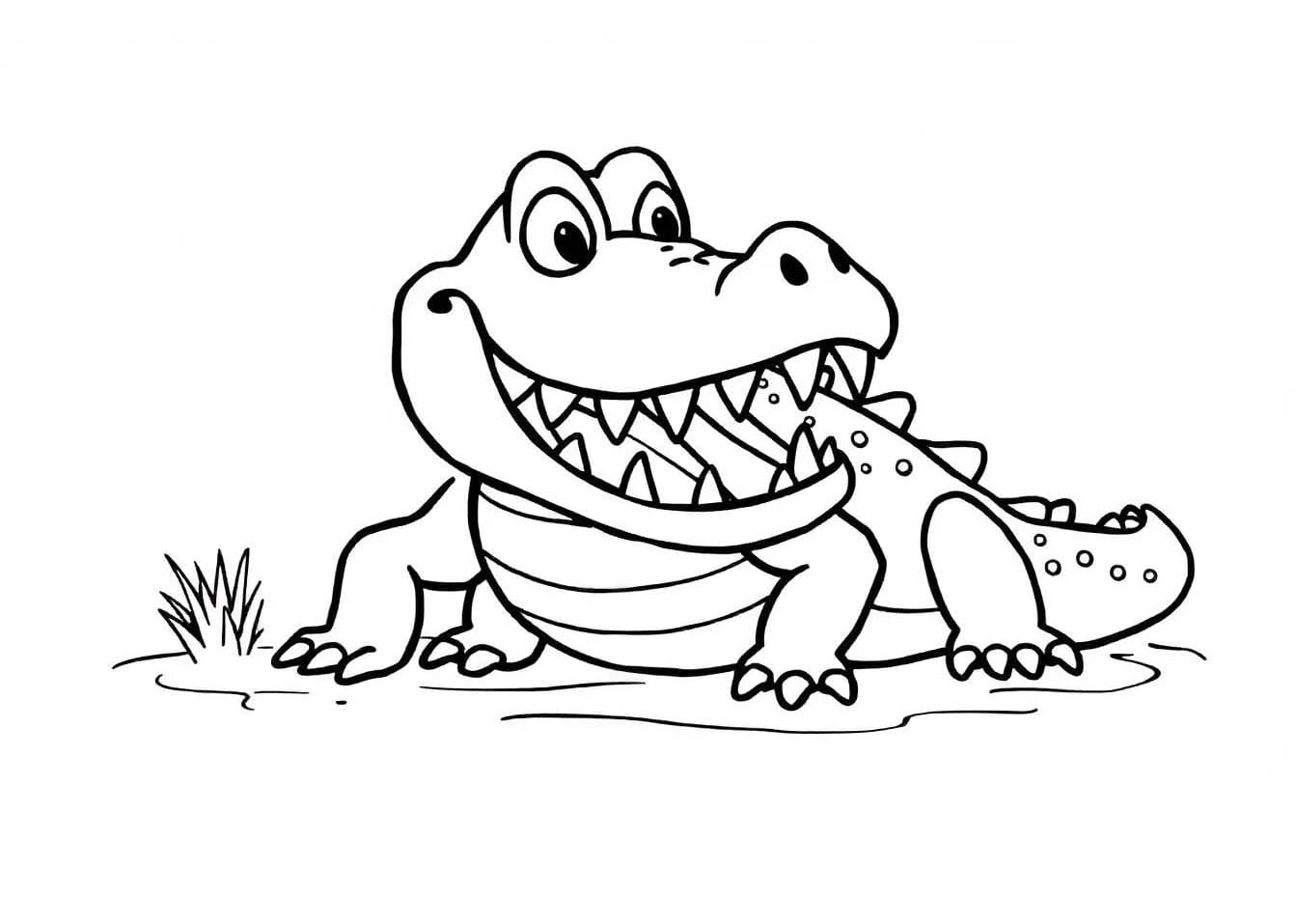 Desenhos de Desenhe um crocodilo simplesmente para colorir