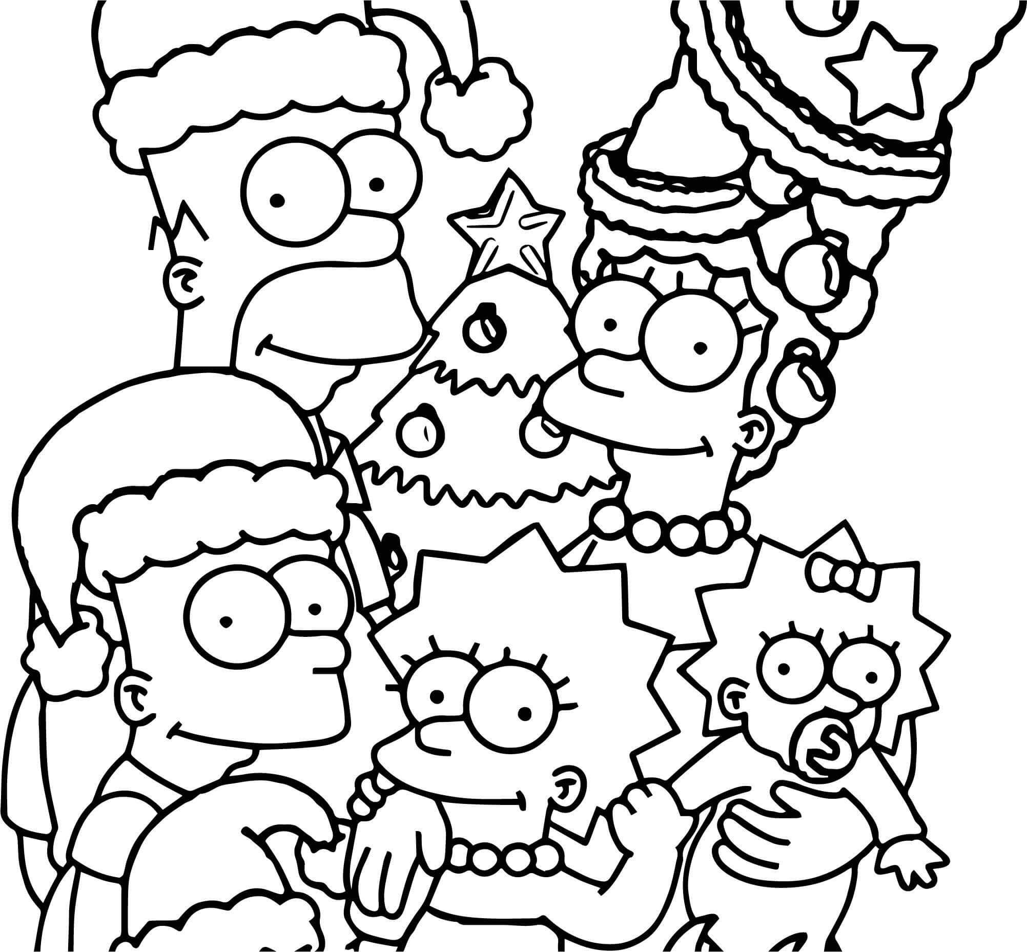 Desenhos de Família Simpson de Natal para colorir