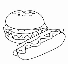 Desenhos de Hambúrguer e Cachorro-Quente Fofos para colorir
