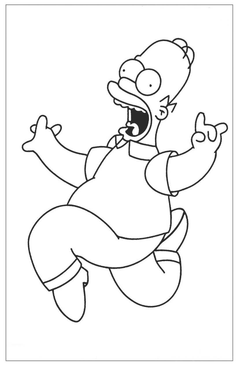 Homer Simpson Pulando para colorir