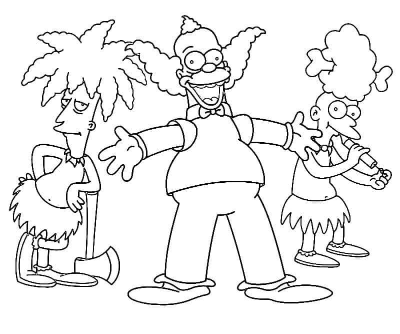 Krusty, o Palhaço e Amigos para colorir