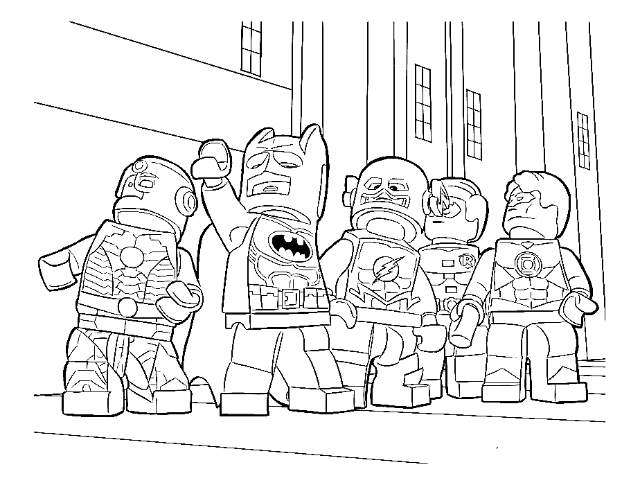 Desenhos de Liga da Justiça lego para colorir