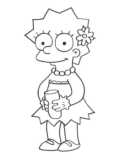 Lisa Simpson Sorrindo para colorir