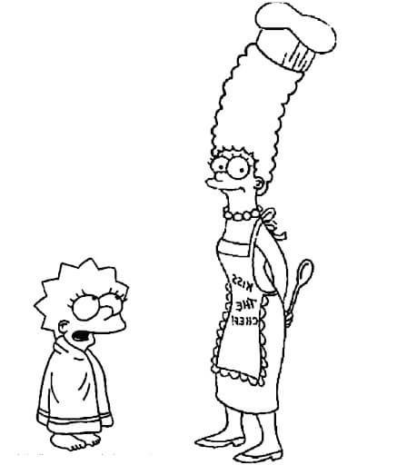Desenhos de Lisa Simpson e Marge Simpson para colorir