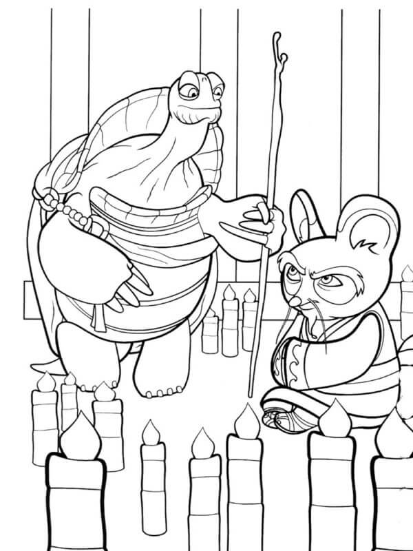 Desenhos de Mestre Shifu e amigo para colorir