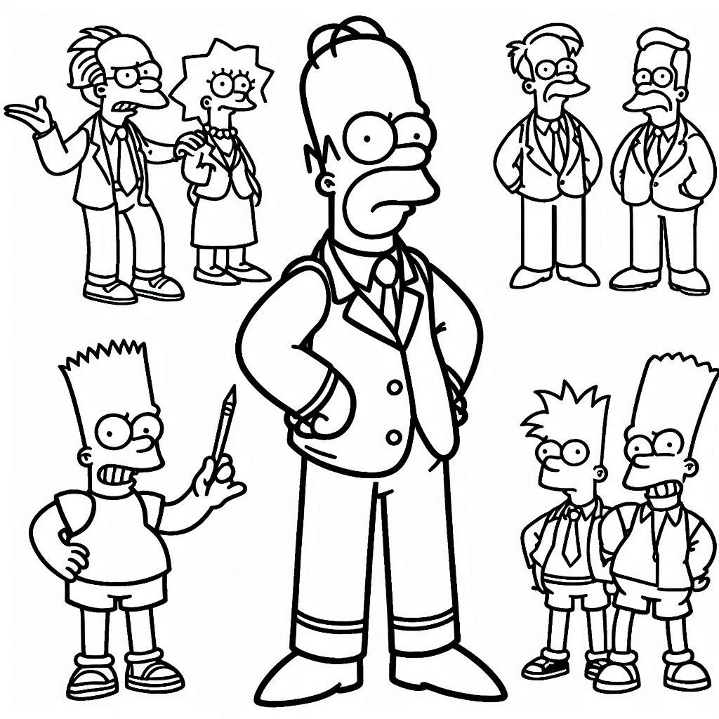 Desenhos de Os Simpsons Fácil para colorir