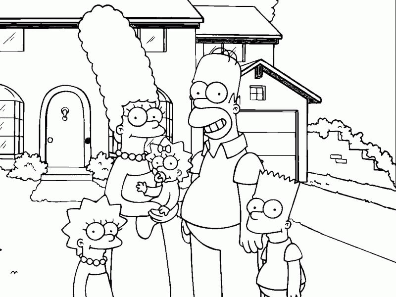 Desenhos de Os Simpsons Felizes para colorir