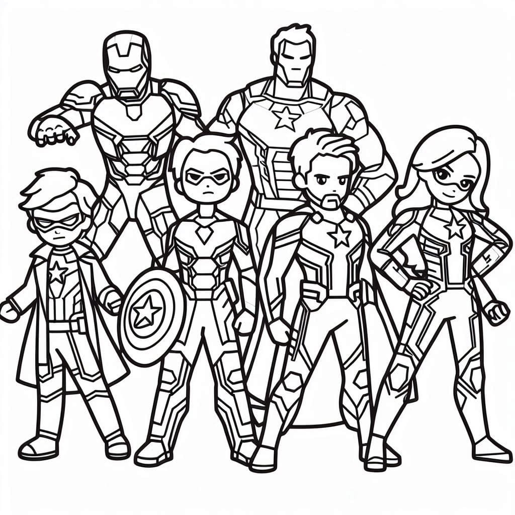 Desenhos de Personagem Vingadores fofo para colorir