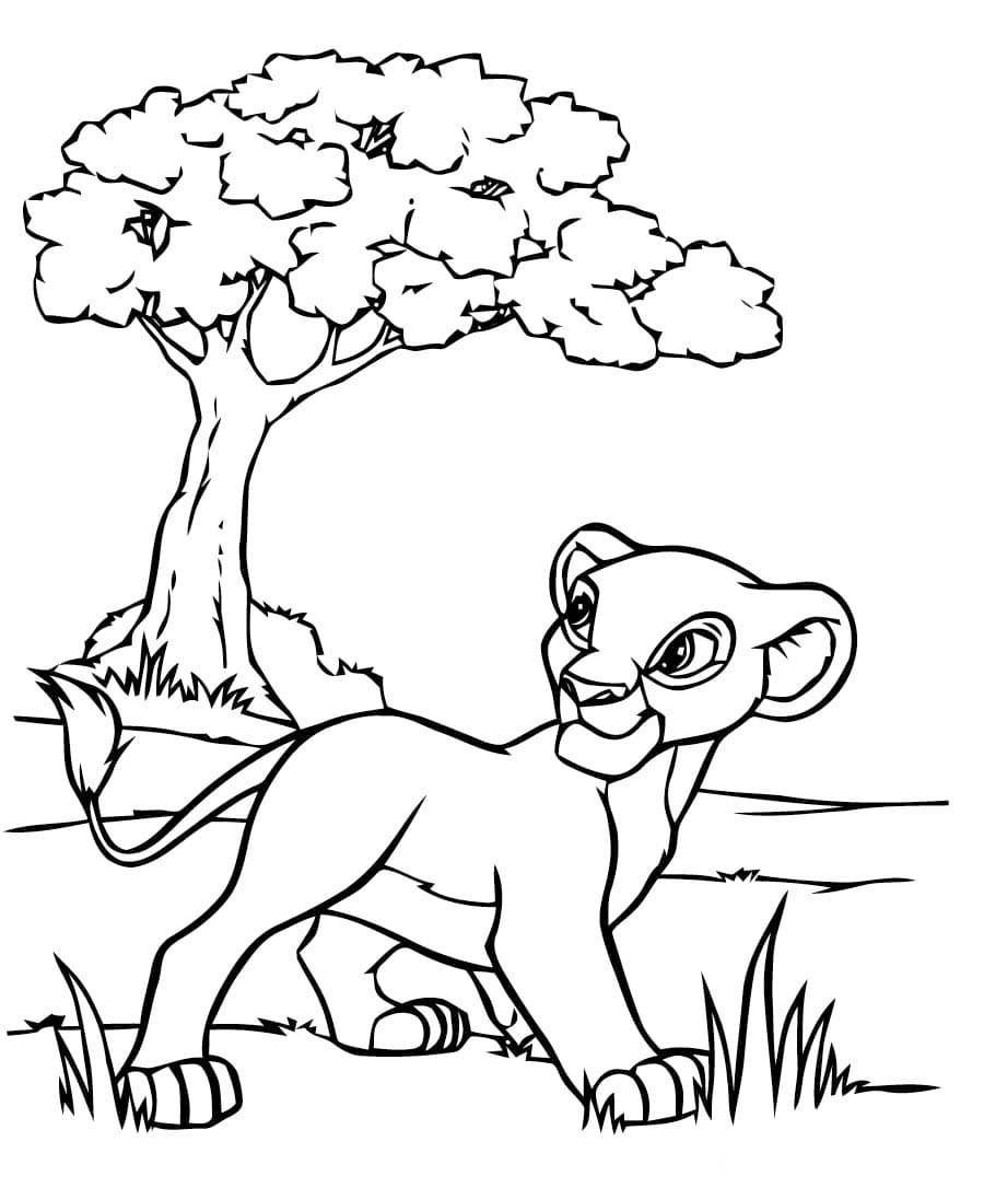 Desenhos de Simba caminhando em Savannah para colorir