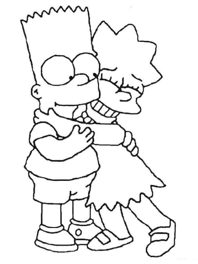 Desenhos de Simpson Abraça sua Irmã para colorir