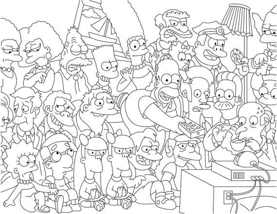 Desenhos de Todos os Personagens dos Simpsons para colorir