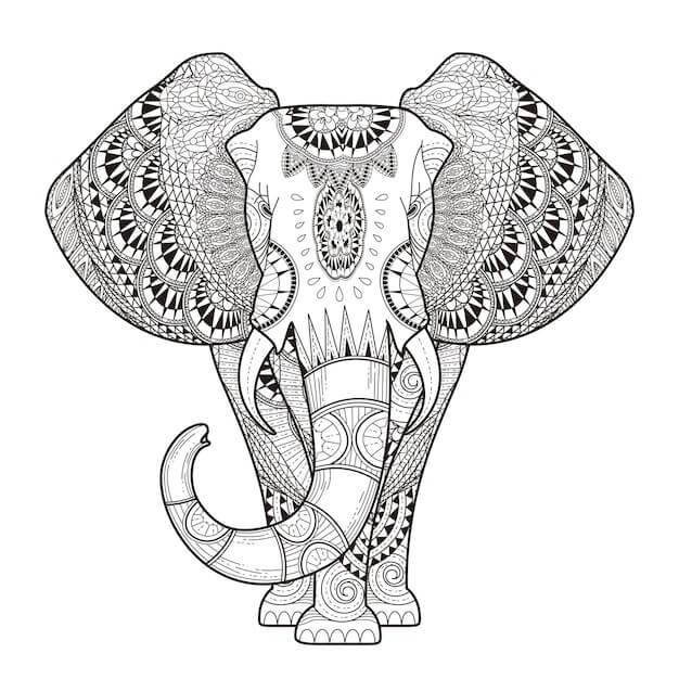 Desenhos de Andar de Mandala de Elefante para colorir