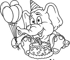 Aniversário Do Elefante para colorir