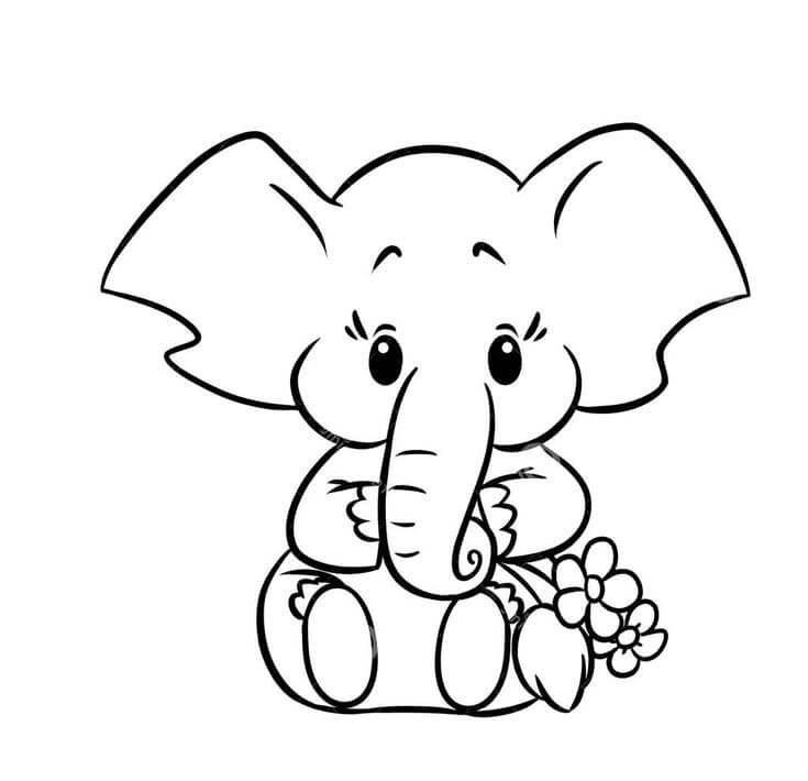 Desenhos de Bebê Elefante Sentado para colorir