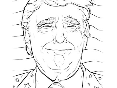 Cara Engraçada De Donald Trump para colorir