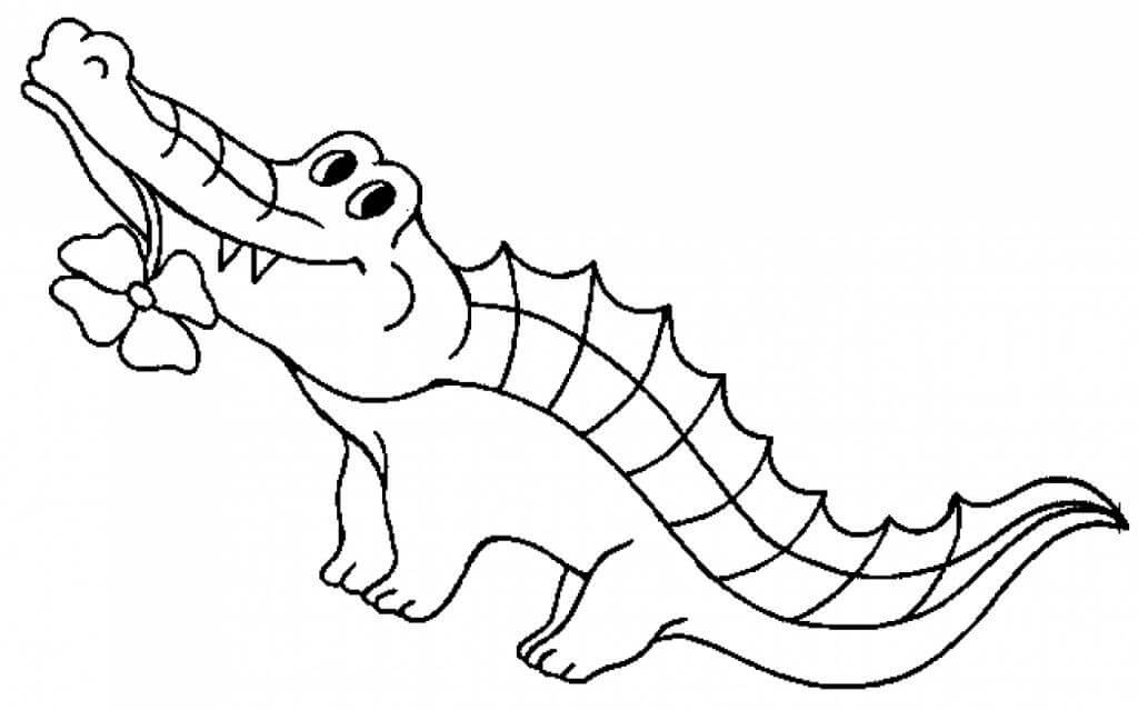 Desenhos de Crocodilo com Trevo de Quatro Folhas para colorir