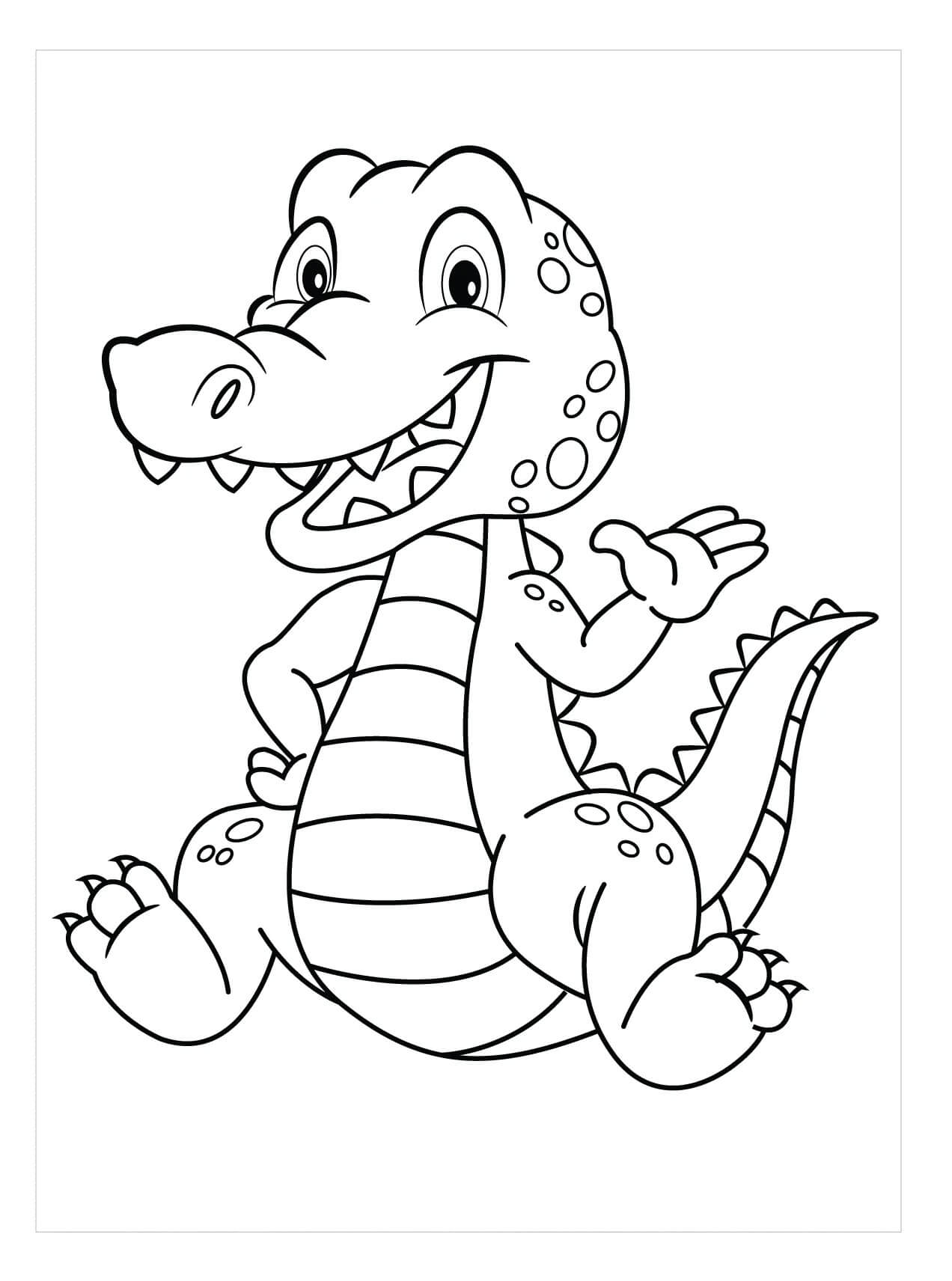 Desenhos de Crocodilo Engraçado Sentado para colorir