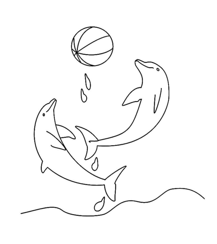 Desenhos de Dois Golfinhos Recolhidos para colorir