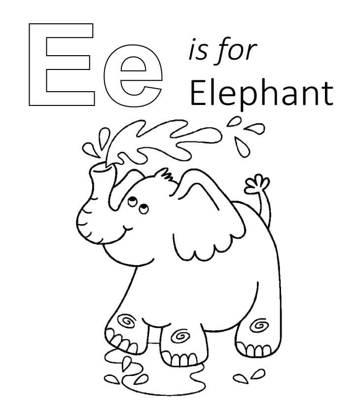 E é para Elefante para colorir