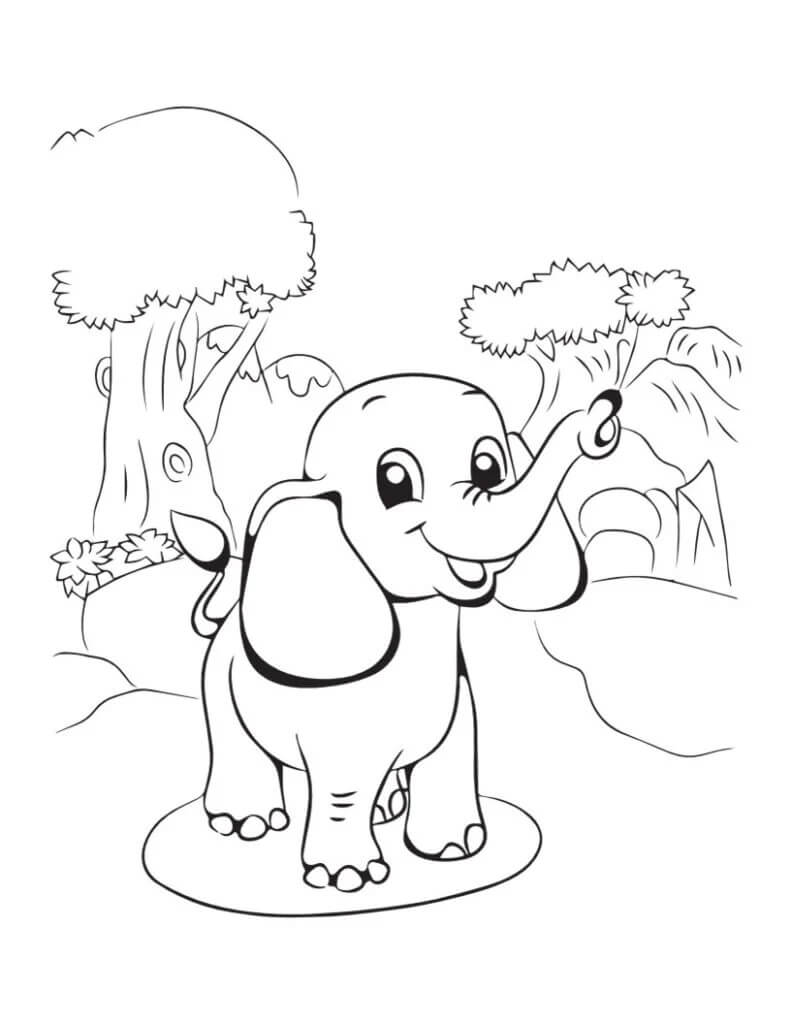 Elefante Adorável para colorir