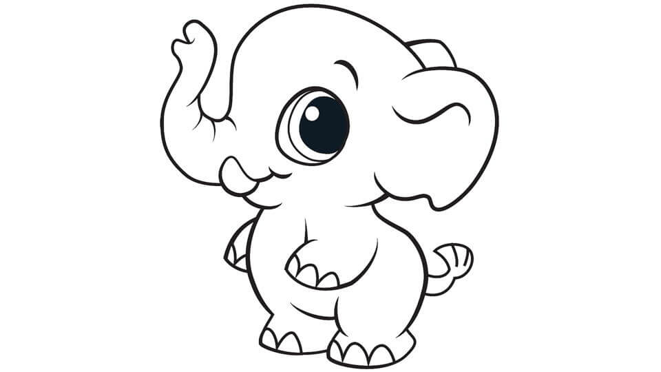 Elefante de Desenho Animado para colorir