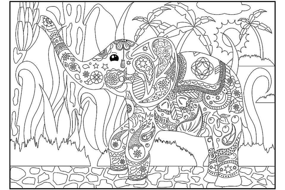 Desenhos de Elefante Duro para colorir