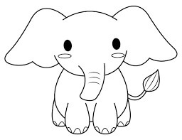 Elefante kawaii para colorir