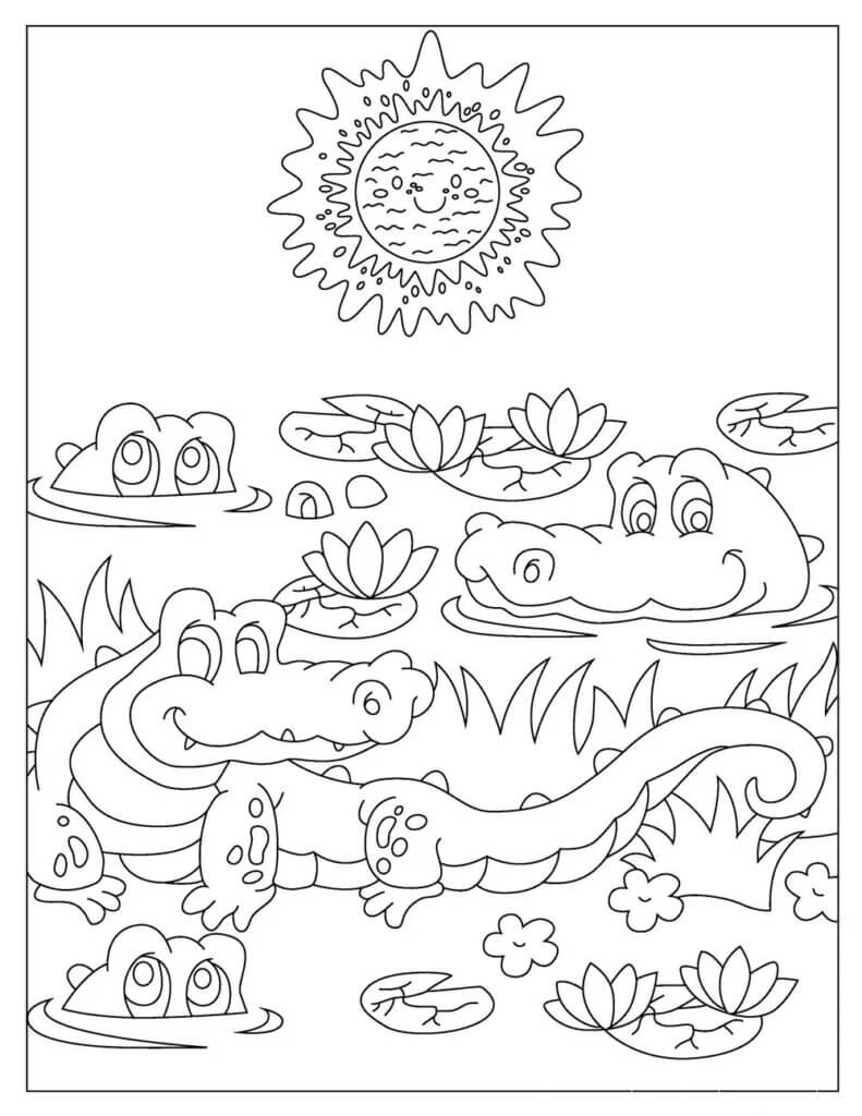 Desenhos de Família Crocodilo para colorir