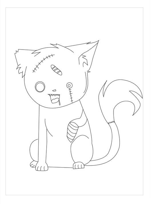 Gato Zumbi para colorir