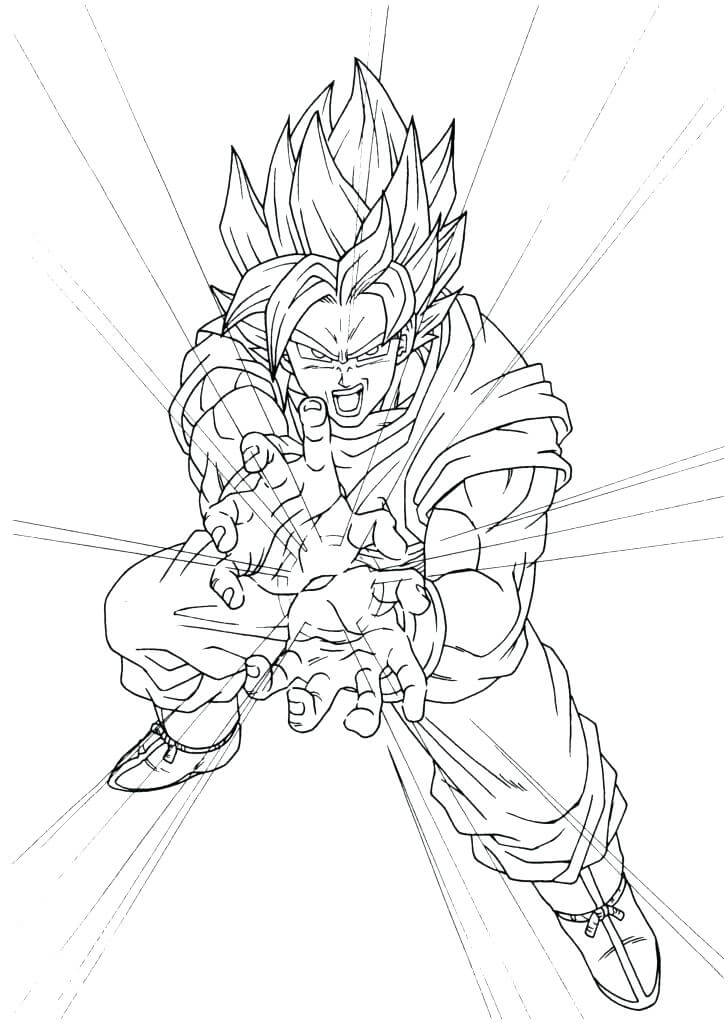Goku Com Kame Hame Ha para colorir