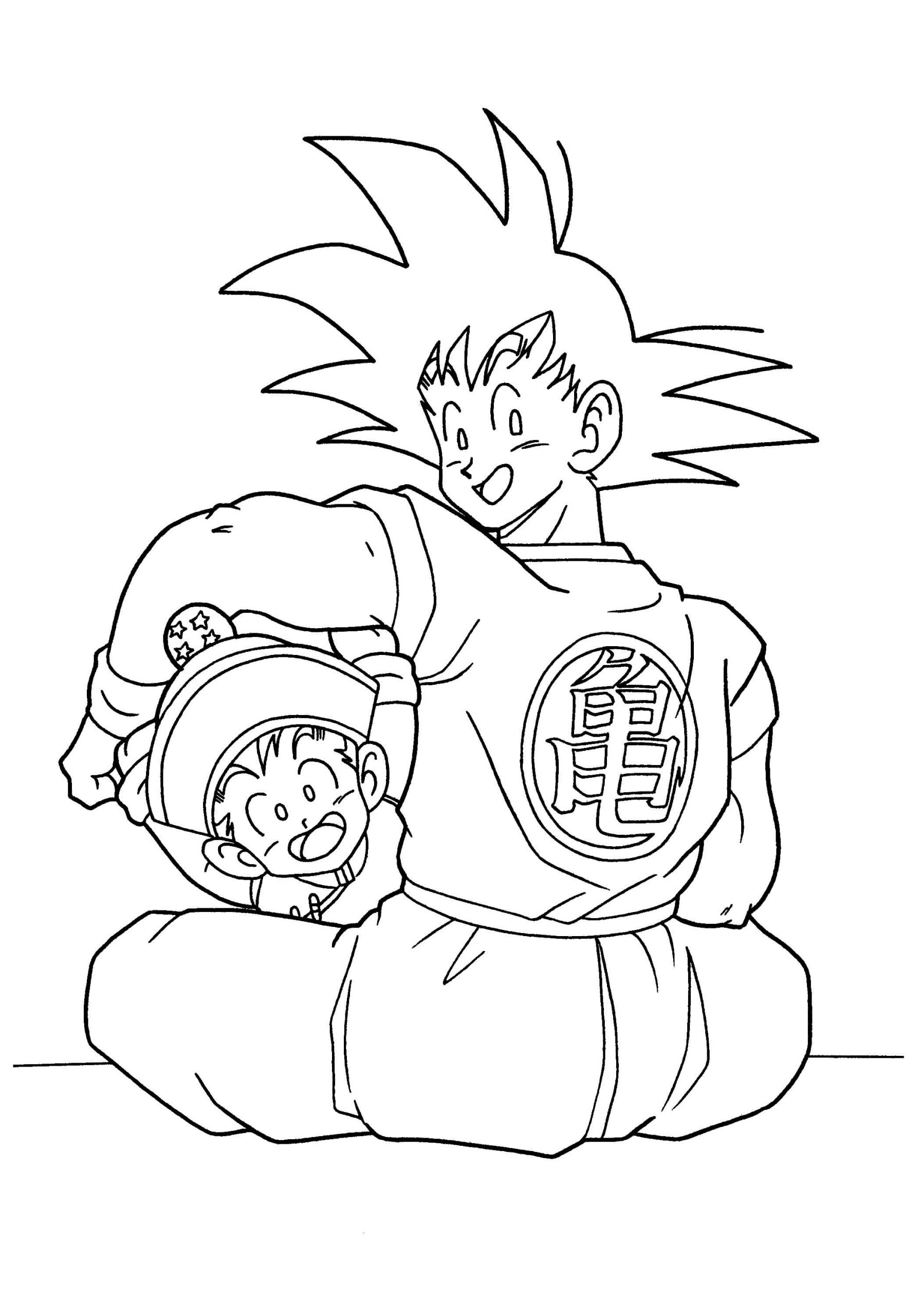 Goku E Gohan para colorir