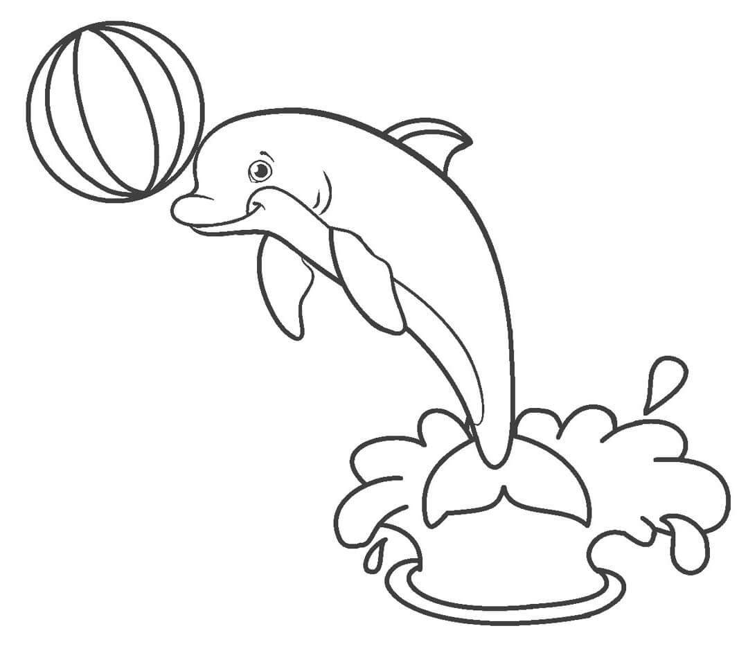 Desenhos de Golfinho com Bola para colorir