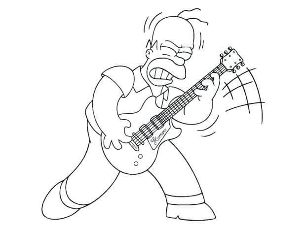 Hommer Tocando Guitarra para colorir