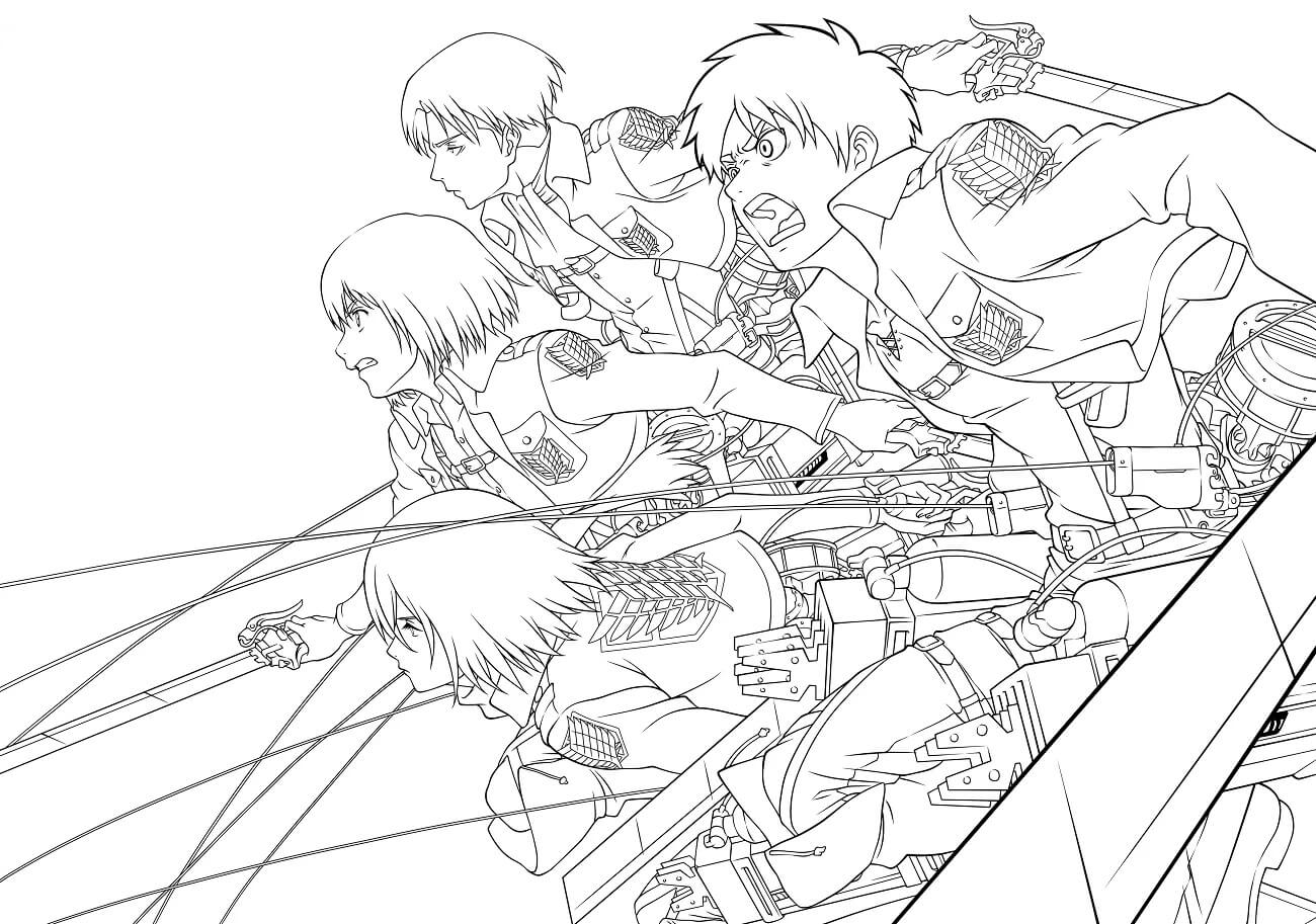 Desenhos de Levi E A Equipe De Batalha Titan para colorir