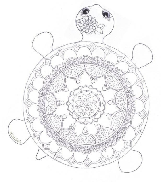 Desenhos de Mandala da Tartaruga para colorir