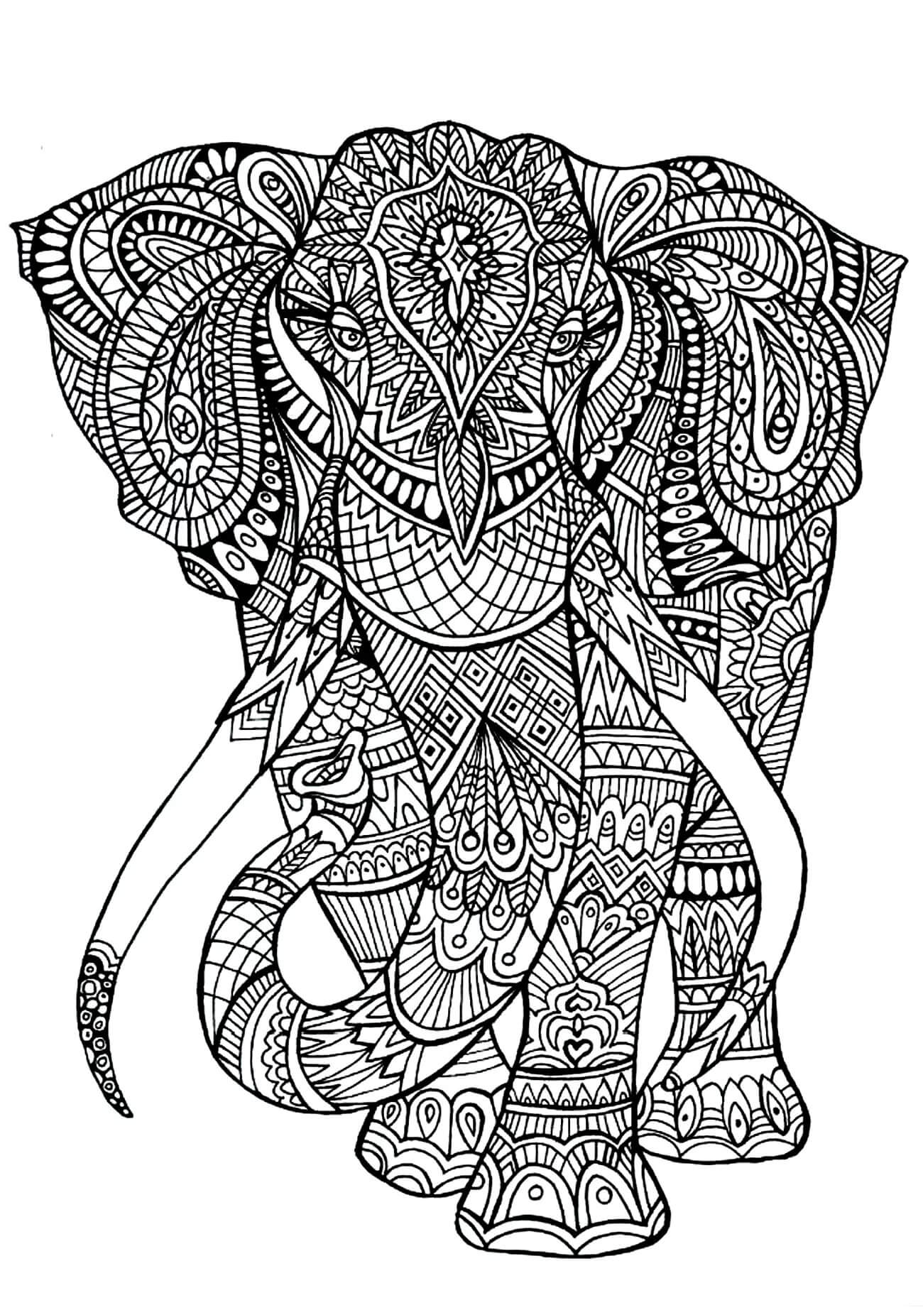 Desenhos de Mandala de Elefante Legal para colorir