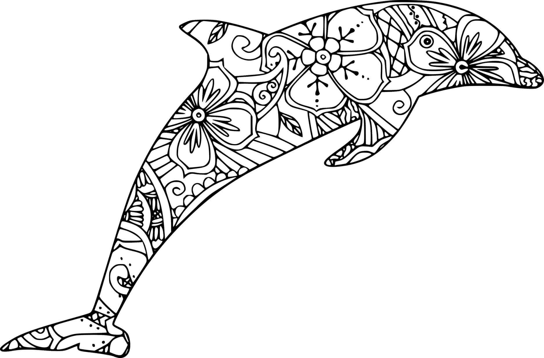 Desenhos de Mandala do Golfinho para colorir