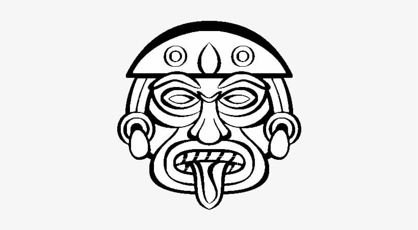 Máscara Asteca para colorir